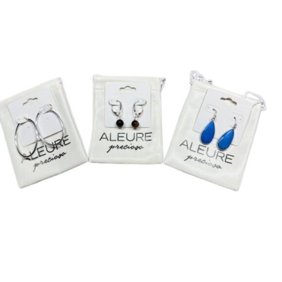 Aleure Jewelry - 3-Pair New Earrings Bundle – Hoops, Gemstone & Dangle